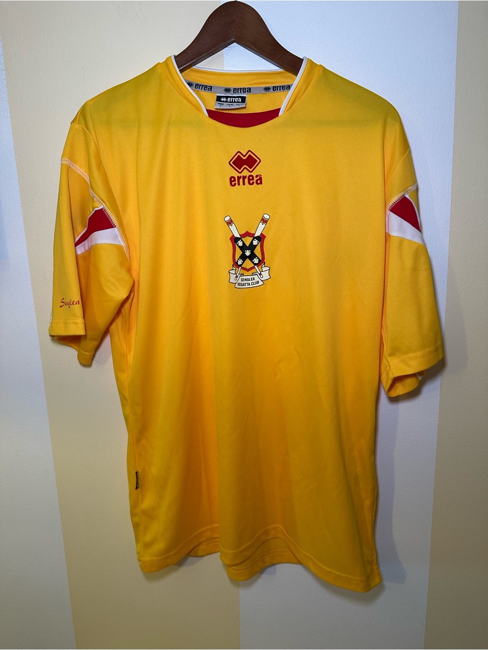 Errea Senglea Regatta Club Jersey Shirt Mens Large Yellow Malta Rowing Soccer